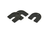 Black U Shape Charm, 12 Textured Oxidized Black Brass U Shaped Charms With 1 Hole, Blank (15x0.80mm) M332