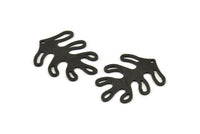 Black Leaf Charm, 4 Textured Oxidized Black Brass Leaf Charms With 1 Hole, Findings (32x25x0.80mm) M484