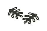 Black Leaf Charm, 4 Textured Oxidized Black Brass Leaf Charms With 1 Hole, Findings (32x25x0.80mm) M484