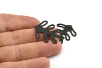Black Leaf Charm, 4 Textured Oxidized Black Brass Leaf Charms With 1 Hole, Findings (32x25x0.80mm) M484