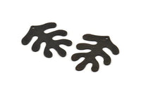 Black Leaf Charm, 4 Textured Oxidized Black Brass Leaf Charms With 1 Hole, Findings (32x25x0.80mm) M482