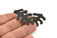 Black Leaf Charm, 4 Textured Oxidized Black Brass Leaf Charms With 1 Hole, Findings (32x25x0.80mm) M482