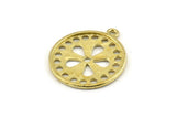 Brass Round Charm, Raw Brass Round Charms With 1 Loop, Earrings, Pendants, Findings (24x21x1.5mm) N1085