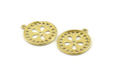 Brass Round Charm, Raw Brass Round Charms With 1 Loop, Earrings, Pendants, Findings (24x21x1.5mm) N1085