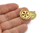 Brass Round Charm, Raw Brass Round Charms With 1 Loop, Earrings, Pendants, Findings (24x21x1.5mm) N1085