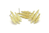 Brass Tree Earring, 4 Raw Brass Tree Stud Earrings (28x21x1mm) N1088