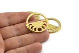 Moon Phases Charm, Hammered Raw Brass Semi Circle Charms, Earrings, Findings (32x29mm) N1098