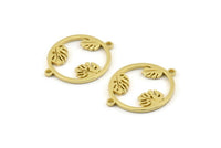 Pirinç Monstera Tılsımı, 2 Döngülü Ham Pirinç Monstera Bağlantı Parçaları, Kolye Uçları, Bulgular (28x22x1,5 mm) N1373