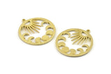 Moon Phases Charm, Raw Brass Crescent Moon Charms With 1 Loop, Pendants (33x30x1.5mm) N1376