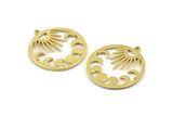 Moon Phases Charm, 2 Raw Brass Crescent Moon Charms With 1 Loop, Pendants (33x30x1.5mm) N1376