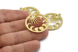 Moon Phases Charm, 2 Raw Brass Crescent Moon Charms With 1 Loop, Pendants (33x30x1.5mm) N1376