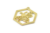 Brass Bee Charm, Raw Brass Bee Charms With 1 Loop, Pendants, Findings (30x28x1.5mm) N1379