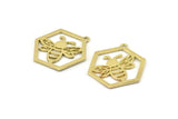 Brass Bee Charm, Raw Brass Bee Charms With 1 Loop, Pendants, Findings (30x28x1.5mm) N1379