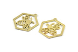 Brass Bee Charm, 2 Raw Brass Bee Charms With 1 Loop, Pendants, Findings (30x28x1.5mm) N1379