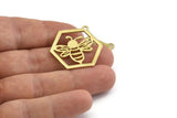 Brass Bee Charm, 2 Raw Brass Bee Charms With 1 Loop, Pendants, Findings (30x28x1.5mm) N1379