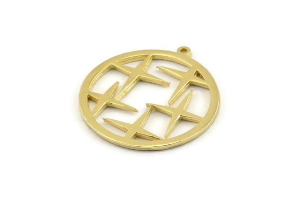 Brass Star Charm, Raw Brass Star Charms With 1 Loop, Pendants (33x30x1.5mm) N1382