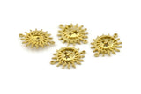 Moon and Sun, 4 Raw Brass, Brass Moon, Brass Sun, Brass Charm, Brass Pendant, Brass Connectors With 2 Loops (24x20mm) N1380