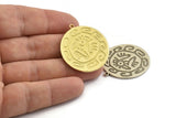 Mayan Pendant, Silver Mayan Charm, Brass Mayan Charm, Mayan Civilization Symbol, Mayan Charm, Aztec Pendant, Aztec Mayan (34x31x1.2mm) N1388