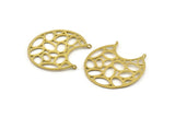 Brass Mandala Charm, Raw Brass Textured Mandala Pendants With 2 Loops, Findings (37x36x1mm) N1110