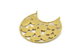 Brass Ethnic Pendant, Raw Brass Semi Circle Pendants with 2 Loops (36x35x1mm) N1104