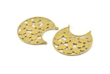 Brass Ethnic Pendant, Raw Brass Semi Circle Pendants with 2 Loops (36x35x1mm) N1104
