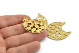 Brass Ethnic Pendant, Raw Brass Semi Circle Pendants with 2 Loops (36x35x1mm) N1104
