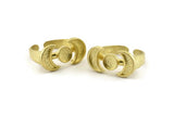 Brass Ring Settings, 2 Raw Brass Moon And Planet Ring With 1 Stone Setting - Pad Size 6mm N1108