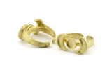 Brass Ring Settings, 2 Raw Brass Moon And Planet Ring With 1 Stone Setting - Pad Size 6mm N1108