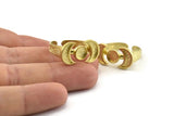 Brass Ring Settings, 2 Raw Brass Moon And Planet Ring With 1 Stone Setting - Pad Size 6mm N1108