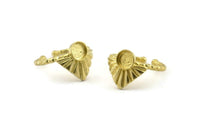 Brass Ring Settings, Raw Brass Drop Ring With 1 Stone Setting - Pad Size 6mm N1112