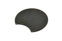 Black Moon Charm, 2 Textured Oxidized Black Brass Moon Stamping Blanks With 6 Holes, Connectors (35x28x0.80mm) M107