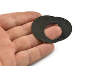 Black Moon Charm, 2 Textured Oxidized Black Brass Crescent Moon Charms With 1 Hole (42x16x0.80mm) M057