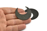 Black Moon Charm, 2 Textured Oxidized Black Brass Crescent Moon Charms With 2 Holes (42x16x0.80mm) M058