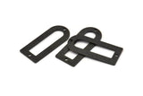 D Shape Charm - 6 Textured Oxidized Black Brass D Shape Connectors With 2 Holes, Pendants (30x13x0.80mm) M180