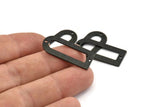 D Shape Charm - 6 Textured Oxidized Black Brass D Shape Connectors With 2 Holes, Pendants (30x13x0.80mm) M180