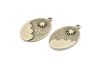 Silver Sun Charm, 2 Antique Silver Plated Brass Sun And Cloud Charms With 1 Loop, Earrings, Pendants (27x18x1.5mm) N1111