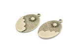 Silver Sun Charm, 2 Antique Silver Plated Brass Sun And Cloud Charms With 1 Loop, Earrings, Pendants (27x18x1.5mm) N1111