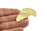Semi Circle Charm, 8 Raw Brass Half Moon Charms With 8 Holes, Stamping Blank (39x15x0.90mm) M642