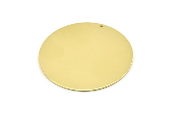 Brass Round Charm, 2 Raw Brass Round Charms With 1 Hole, Stamping Blanks (43x0.90mm) M647