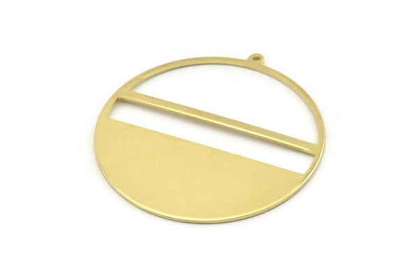 Brass Round Charm, 2 Raw Brass Round Charms With 1 Loop, Stamping Blanks (45x43x0.90mm) M661