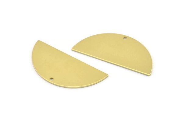 Semi Circle Charm, 8 Raw Brass Half Moon Charms With 1 Hole, Blanks, Stamping Blanks (38x17x0.80mm) M507