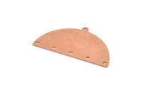 Yarım Daire Charm, 6 Delikli, Boşluklu, Bağlantı Parçalı 6 Ham Bakır Yarım Ay Charm (38x20x0,80 mm) M421