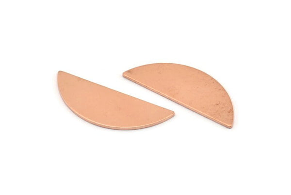 Semi Circle Blank, 12 Raw Copper Half Moon Blanks, Stamping Blanks (29x11x0.80mm) M671