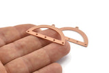 Semi Circle Charm, 6 Raw Copper Half Moon Charms With 6 Holes, Blanks, Connectors (38x20x0.80mm) M522