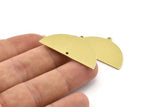 Semi Circle Charm, 8 Raw Brass Half Moon Charms With 2 Holes, Blanks, Stamping Blanks (38x20x0.80mm) M511