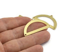 Semi Circle Charm, 8 Raw Brass Half Moon Charms With 3 Holes, Blanks, Connectors (38x20x0.80mm) M505