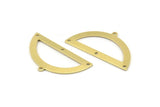 Semi Circle Charm, 8 Raw Brass Half Moon Charms With 4 Holes, Blanks, Connectors (38x20x0.80mm) M503