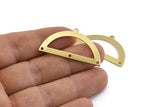 Semi Circle Charm, 8 Raw Brass Half Moon Charms With 4 Holes, Blanks, Connectors (38x20x0.80mm) M503