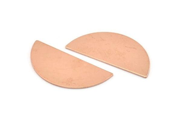 Semi Circle Blank, 6 Raw Copper Half Moon Blanks, Stamping Blanks (38x17x0.80mm) M672