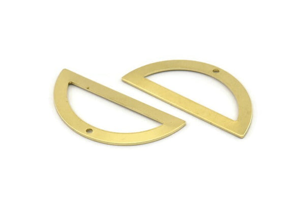Semi Circle Charm, 8 Raw Brass Half Moon Charms With 1 Hole, Blanks, Stamping Blanks (38x17x0.80mm) M517